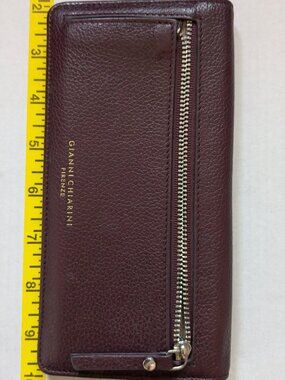 GIANNI CHIARINI Firenze Grained Leather Slim I.D./Coin Currency Fold Snap Wallet